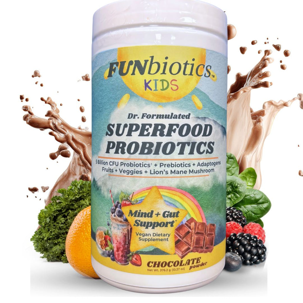 Funbiotics Superfood Probiotic with Lion's Mane – Chocolate, Sugar-Free | For Kids & Adults - Funbiotics