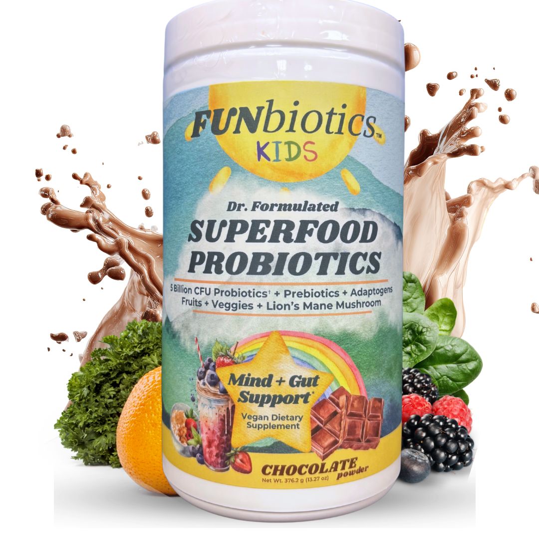 Funbiotics Superfood Probiotic with Lion's Mane – Chocolate, Sugar-Free | For Kids & Adults - Funbiotics